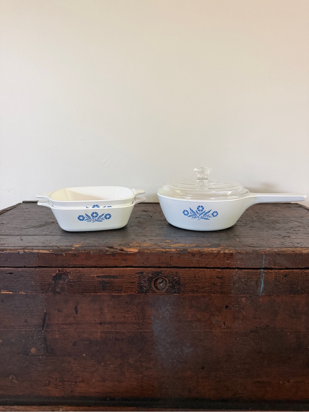 Vintage Corningware Blue Cornflower Pan Set Farmhouse Cottagecore Decor